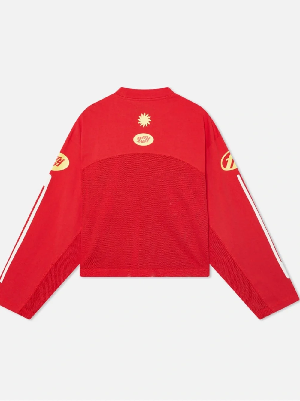 SCUFFERS Oversized Men Red Crewneck Mesh Pullover Sweater